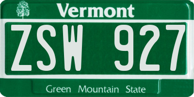 VT license plate ZSW927