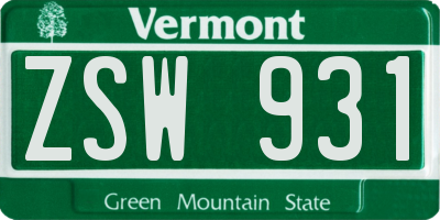 VT license plate ZSW931