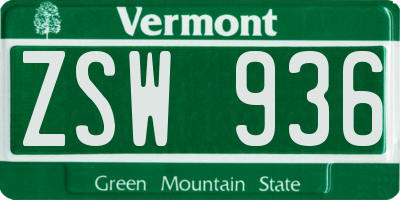 VT license plate ZSW936