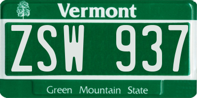 VT license plate ZSW937
