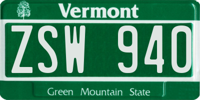 VT license plate ZSW940