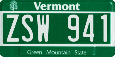 VT license plate ZSW941