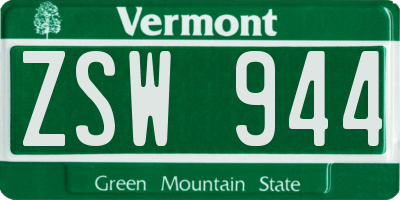 VT license plate ZSW944