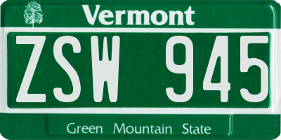 VT license plate ZSW945