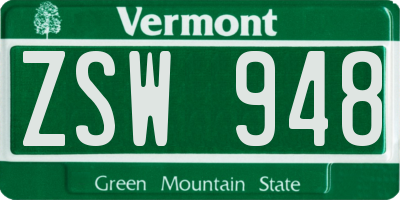 VT license plate ZSW948