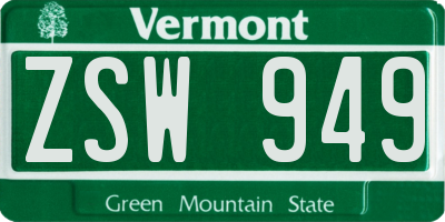 VT license plate ZSW949