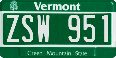 VT license plate ZSW951