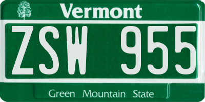 VT license plate ZSW955