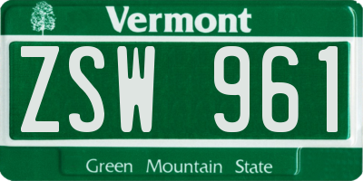 VT license plate ZSW961