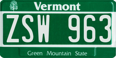 VT license plate ZSW963