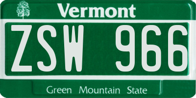VT license plate ZSW966