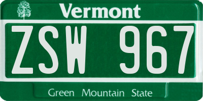 VT license plate ZSW967