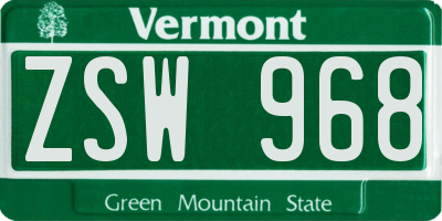 VT license plate ZSW968