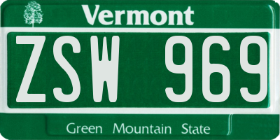 VT license plate ZSW969