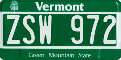 VT license plate ZSW972