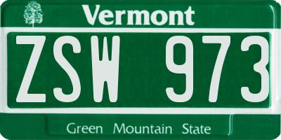 VT license plate ZSW973
