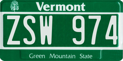 VT license plate ZSW974