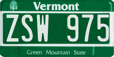 VT license plate ZSW975