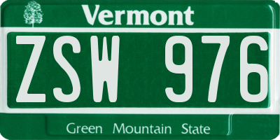 VT license plate ZSW976