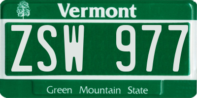VT license plate ZSW977