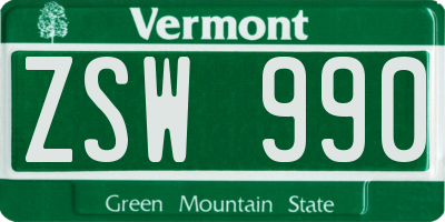 VT license plate ZSW990