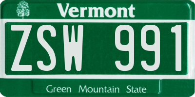 VT license plate ZSW991