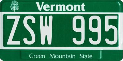 VT license plate ZSW995