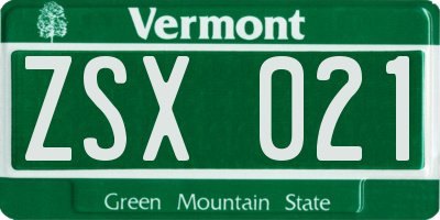 VT license plate ZSX021