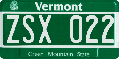 VT license plate ZSX022