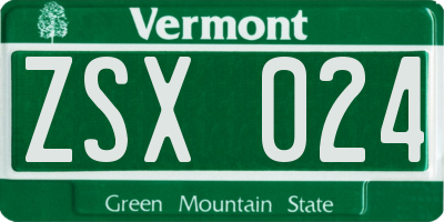 VT license plate ZSX024