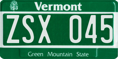 VT license plate ZSX045