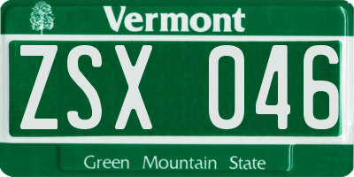 VT license plate ZSX046