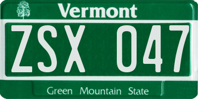 VT license plate ZSX047