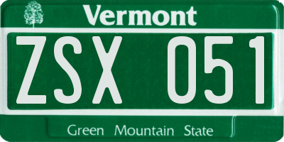 VT license plate ZSX051