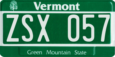 VT license plate ZSX057