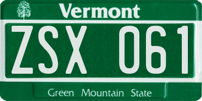 VT license plate ZSX061