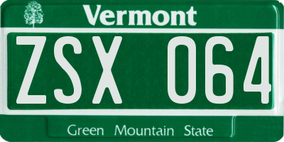 VT license plate ZSX064