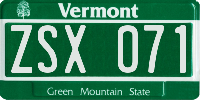 VT license plate ZSX071