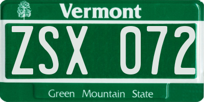 VT license plate ZSX072