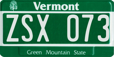VT license plate ZSX073