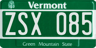 VT license plate ZSX085