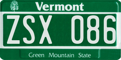 VT license plate ZSX086