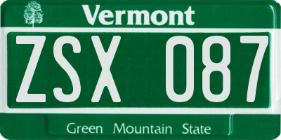 VT license plate ZSX087