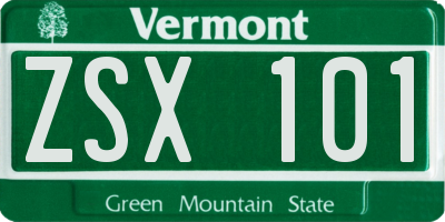 VT license plate ZSX101