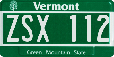 VT license plate ZSX112