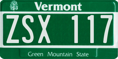 VT license plate ZSX117
