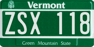 VT license plate ZSX118