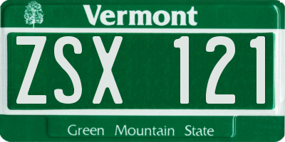 VT license plate ZSX121