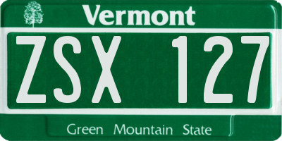 VT license plate ZSX127