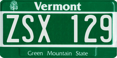 VT license plate ZSX129